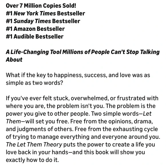 The Let Them Theory: A Life-Changing Tool Mel Robbins Brand New Jacket Hardback - Picture 2 of 5